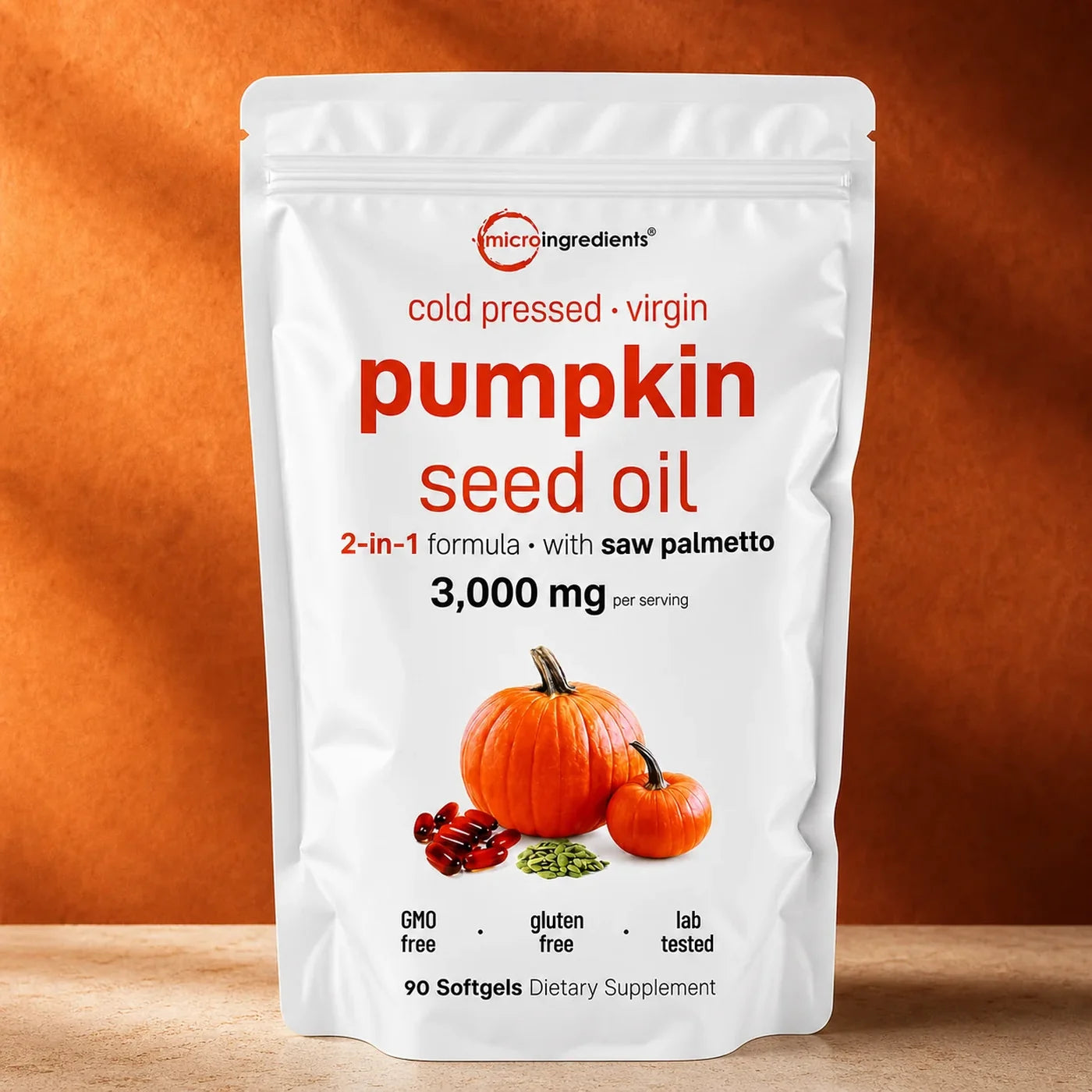 Empaque de aceite de semilla de calabaza con saw palmetto, 90 cápsulas blandas